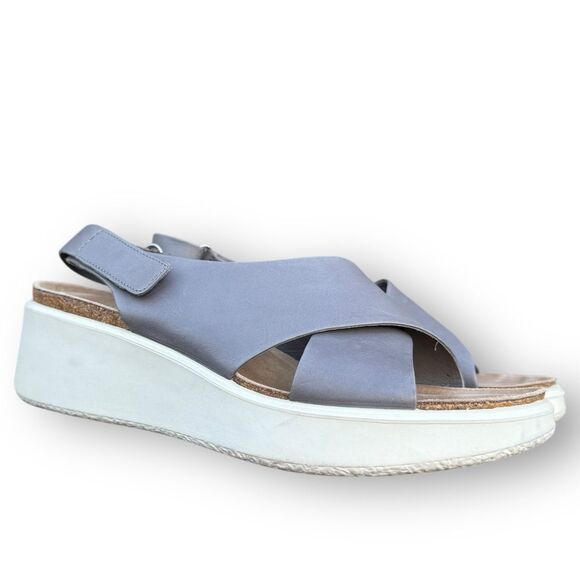 ECCO Corksphere Wedge Sandals Grey Comfort Walking Adjustable Women's size 10 - Picture 1 of 15